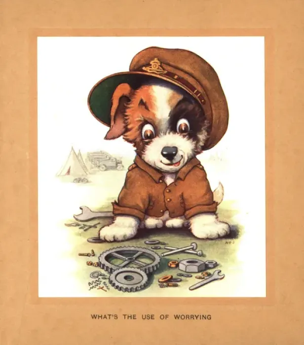 Framed Print : WW2 Christmas card, Whats the use of worrying Framed Print : WW2 Christmas card, Whats the use of worrying