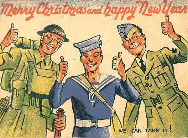 WW2 Christmas Postcard, We Can Take It!