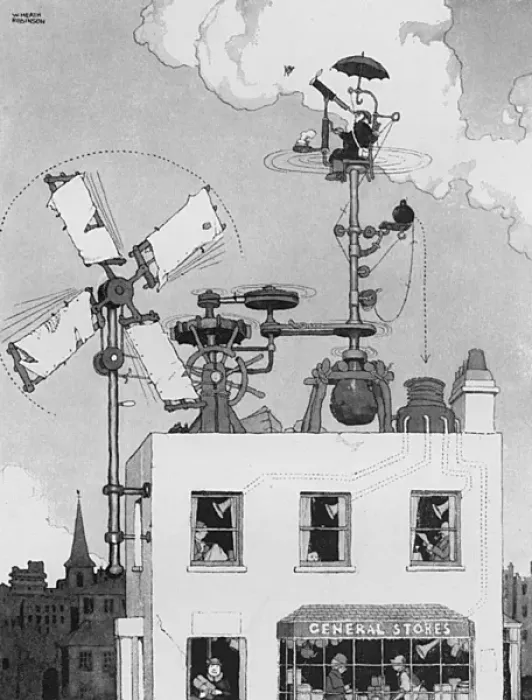 Framed Print : WW2 defence, illustration by William Heath Robinson Framed Print : WW2 defence, illustration by William Heath Robinson