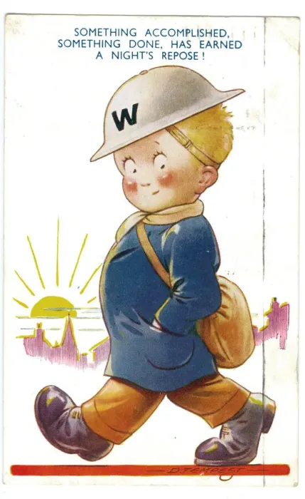 Framed Print : WW2 era - Comic Postcard - Something Accomplished Framed Print : WW2 era - Comic Postcard - Something Accomplished