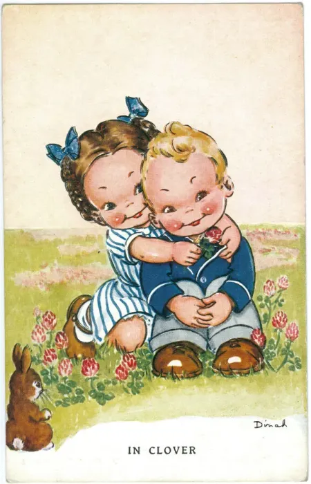 Framed Print : WW2 era - Comic Postcard - In Clover Framed Print : WW2 era - Comic Postcard - In Clover