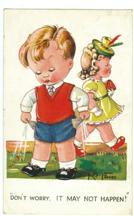 Framed Print : WW2 era - Comic Postcard - Don t worry, it may not happen Framed Print : WW2 era - Comic Postcard - Don t worry, it may not happen