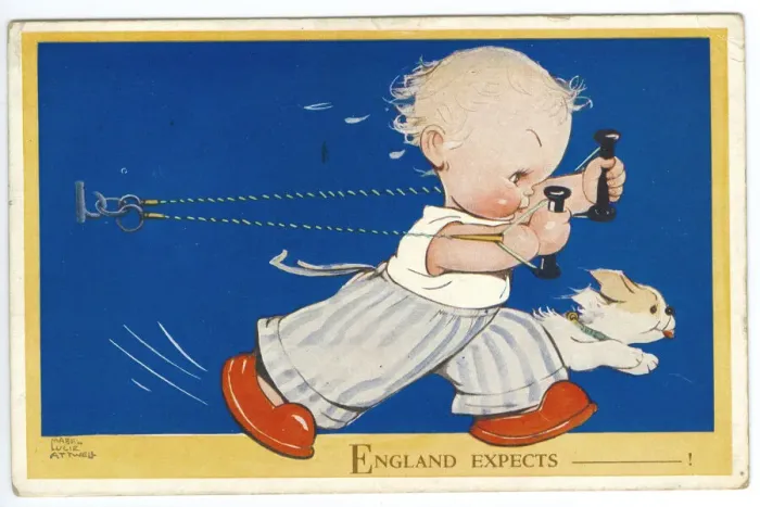 Framed Print : WW2 era - Comic Postcard - England expects Framed Print : WW2 era - Comic Postcard - England expects