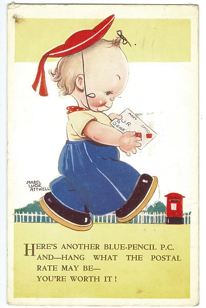 WW2 era - Comic Postcard - Heres another blue-pencil P. C