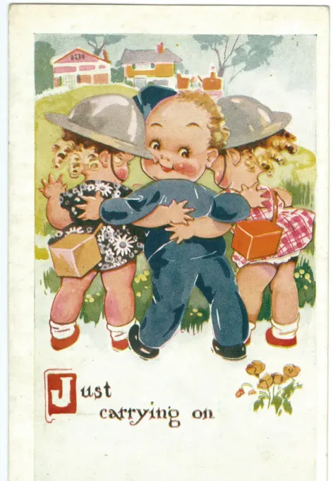 Framed Print : WW2 era - Comic Postcard - Just Carrying Framed Print : WW2 era - Comic Postcard - Just Carrying