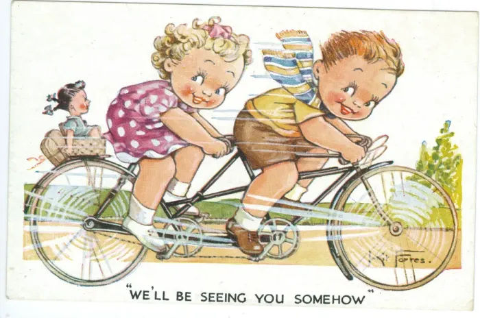 Framed Print : WW2 era - Comic Postcard - We ll be seeing you somehow Framed Print : WW2 era - Comic Postcard - We ll be seeing you somehow