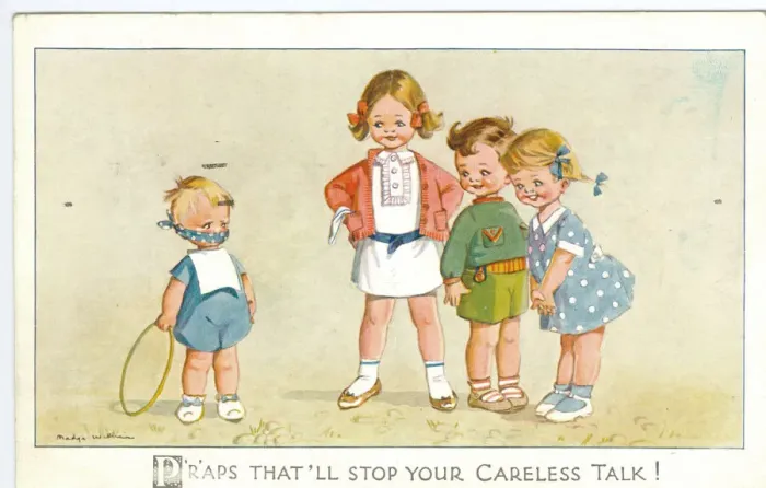 Framed Print : WW2 era - Comic Postcard - That ll stop your careless talk Framed Print : WW2 era - Comic Postcard - That ll stop your careless talk