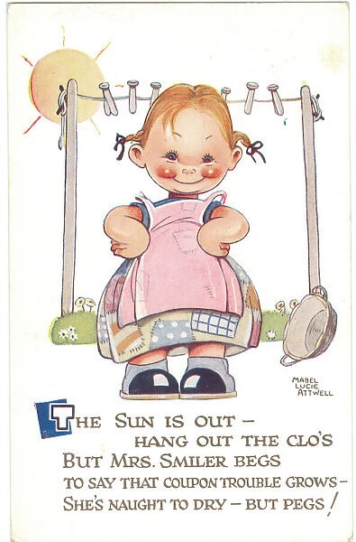 WW2 era - Comic Postcard - The Sun is Out