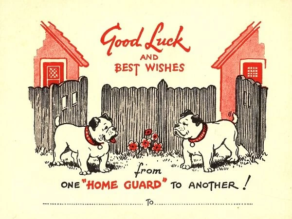 WW2 greetings card, two bulldogs
