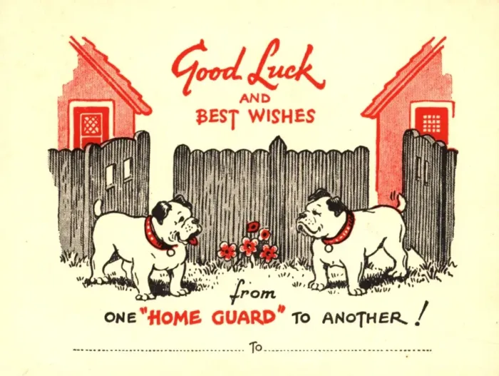 Framed Print : WW2 greetings card, two bulldogs Framed Print : WW2 greetings card, two bulldogs
