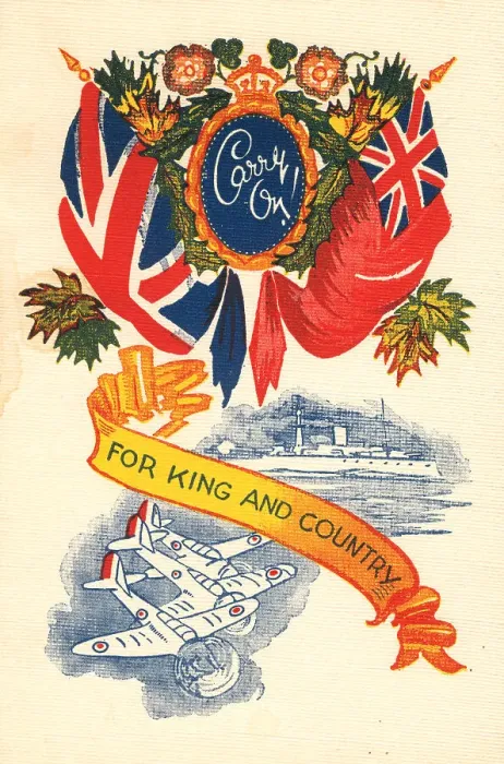 Framed Print : WW2 Greetings Card, Carry On For King And Country Framed Print : WW2 Greetings Card, Carry On For King And Country