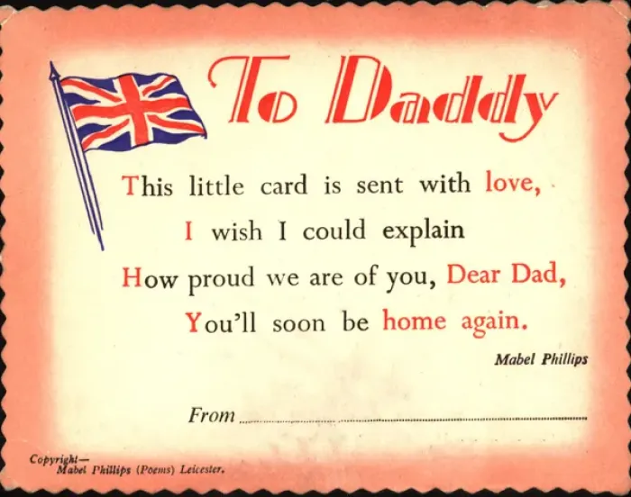 Framed Print : WW2 greetings card, To Daddy Framed Print : WW2 greetings card, To Daddy