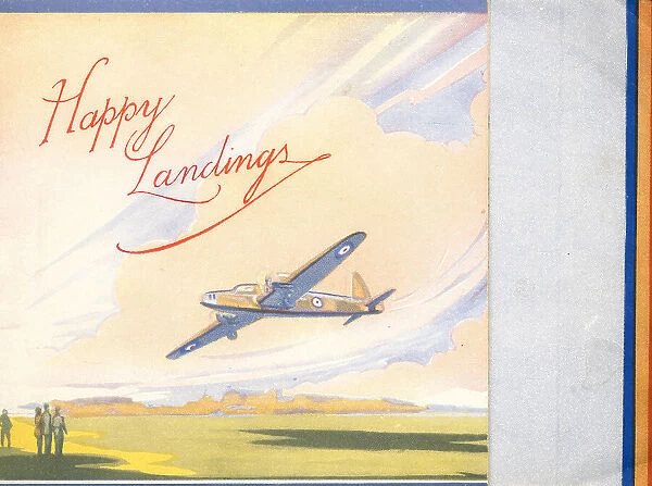 WW2 Greetings Card, Happy Landings