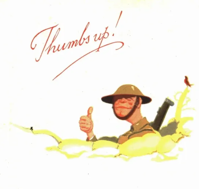 Framed Print : WW2 greetings card, Thumbs up