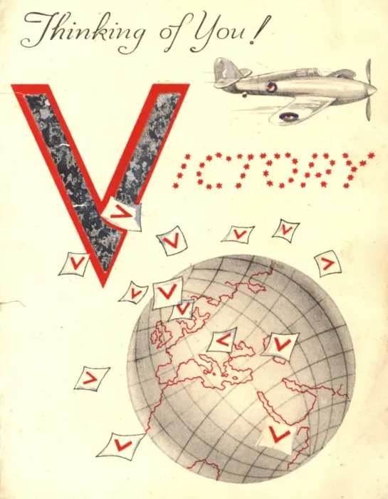 Framed Print : WW2 greetings card, V for Victory Framed Print : WW2 greetings card, V for Victory