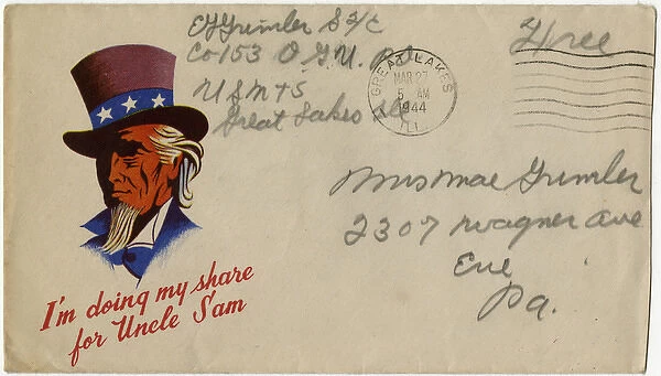 WW2 - I m doing my share for Uncle Sam - Patriotic envelope