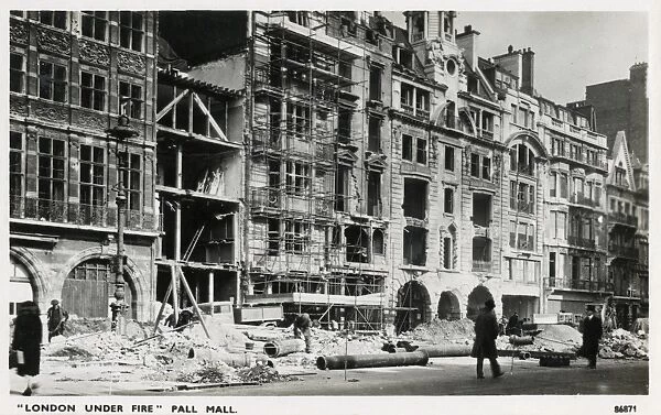 WW2 - London under fire - bomb damage in Pall Mall