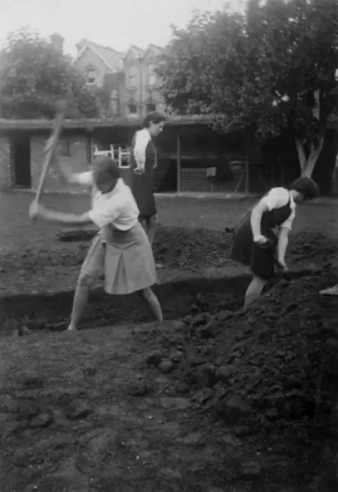 Framed Print : WW2 - Munich crisis - students digging trench at Lansdowne Framed Print : WW2 - Munich crisis - students digging trench at Lansdowne
