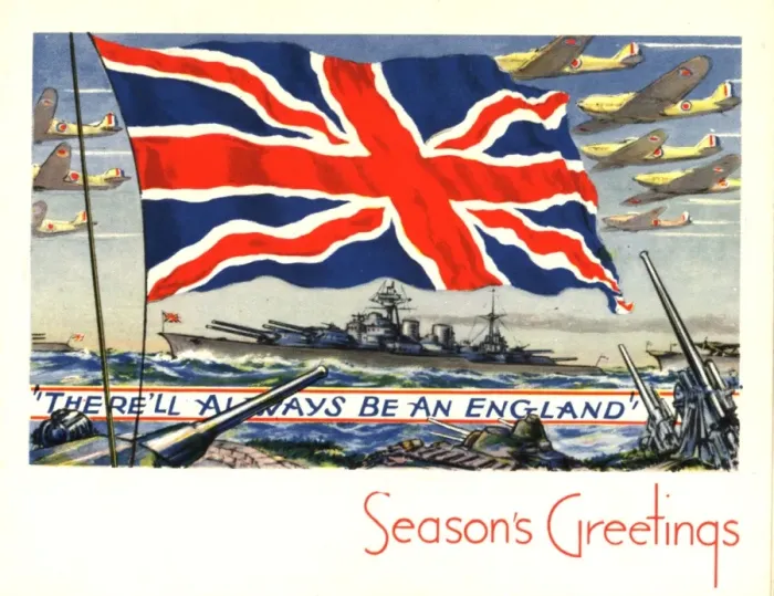 Framed Print : WW2 patriotic Christmas card Framed Print : WW2 patriotic Christmas card