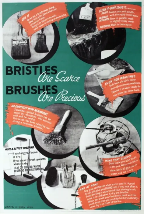 Framed Print : WW2 poster, Bristles are scarce, Brushes are precious Framed Print : WW2 poster, Bristles are scarce, Brushes are precious