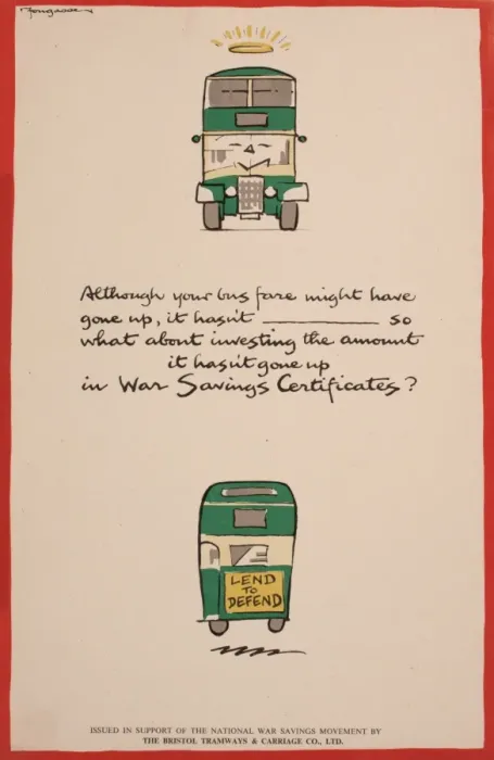 Framed Print : WW2 poster, Although your bus fare might have gone up Framed Print : WW2 poster, Although your bus fare might have gone up