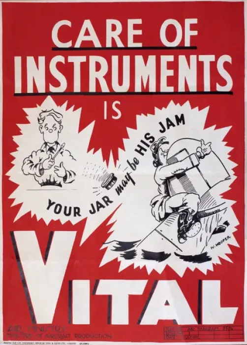 Framed Print : WW2 poster, Care of instruments is vital Framed Print : WW2 poster, Care of instruments is vital