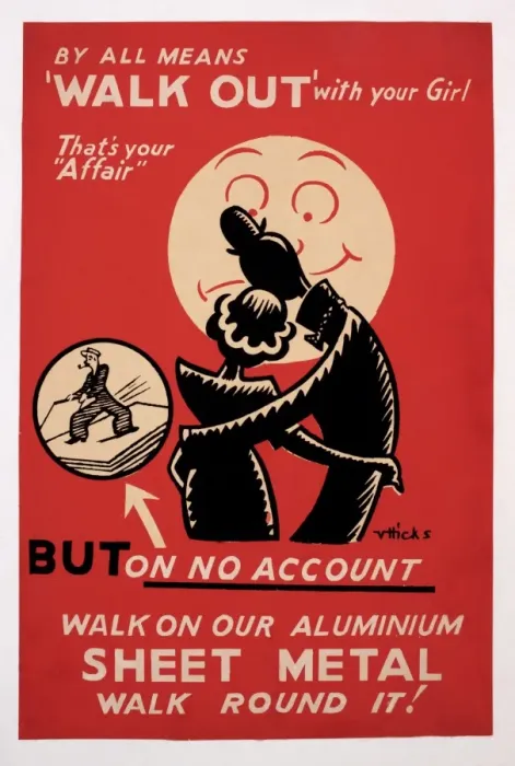 Framed Print : WW2 poster, don t walk on aluminium sheet metal Framed Print : WW2 poster, don t walk on aluminium sheet metal