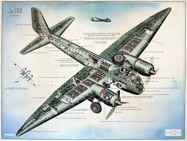 WW2 poster, German Junkers JU 188 fighter plane