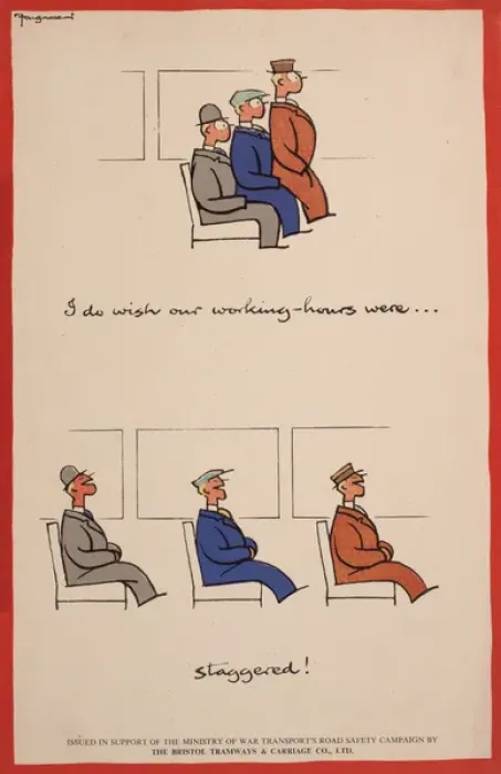 Framed Print : WW2 poster, I do wish our working hours were staggered Framed Print : WW2 poster, I do wish our working hours were staggered