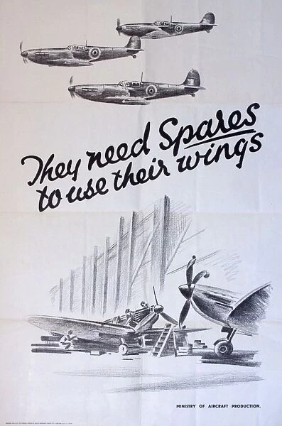 WW2 poster, They need spares to use their wings