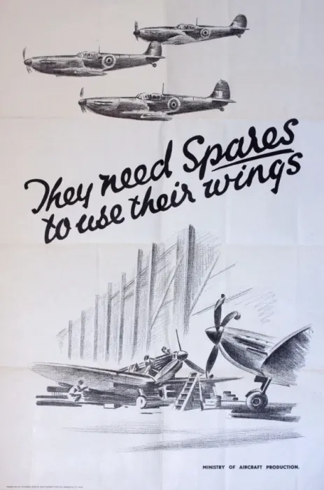 Framed Print : WW2 poster, They need spares to use their wings Framed Print : WW2 poster, They need spares to use their wings