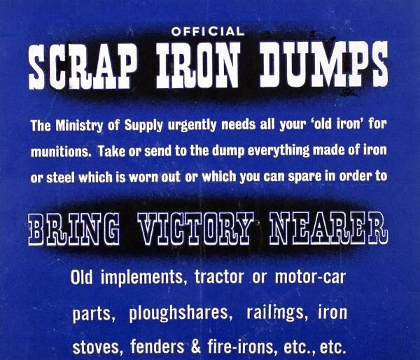 WW2 poster, Official scrap iron dumps