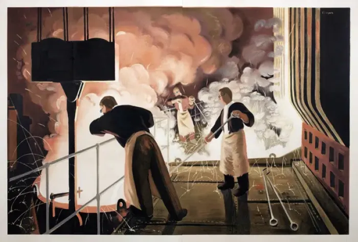 Framed Print : WW2 poster, steelworkers in action Framed Print : WW2 poster, steelworkers in action