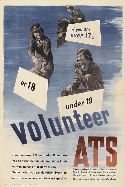 UK World War 2 Poster ATS Recruitment Vintage Reprint A4 Wall Art 