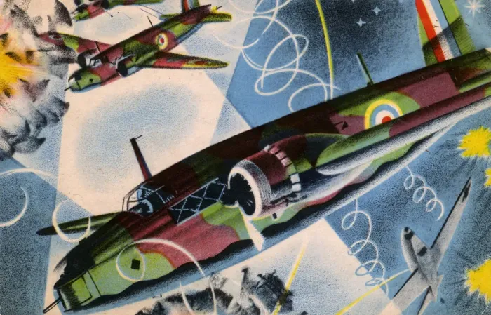 Framed Print : WW2 - RAF Bombing raid over Germany - stylised image Framed Print : WW2 - RAF Bombing raid over Germany - stylised image