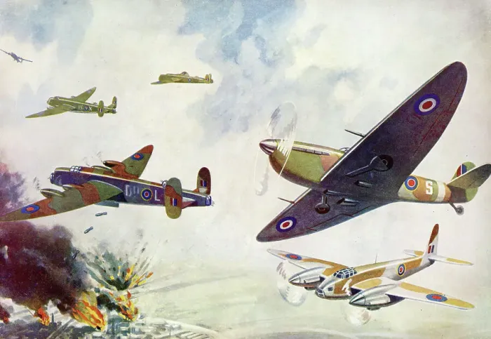 Framed Print : WW2 - Spitfire and Lancaster Bomber Aircraft in flight Framed Print : WW2 - Spitfire and Lancaster Bomber Aircraft in flight