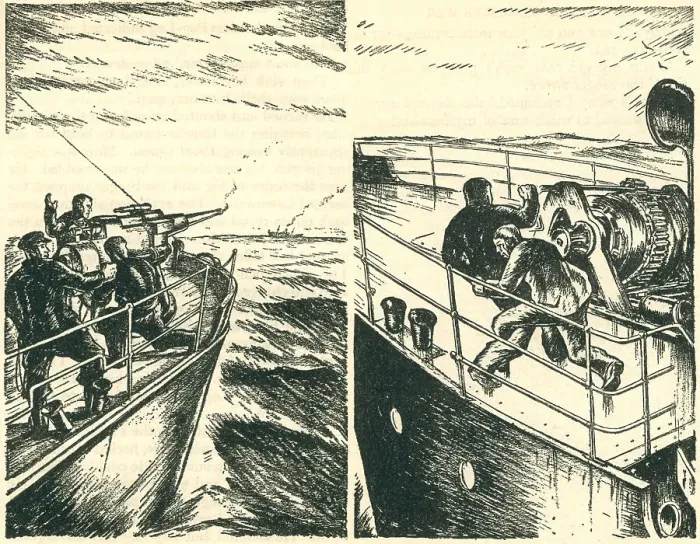 Framed Print : WW2 Story Book Illustrations, Ships Framed Print : WW2 Story Book Illustrations, Ships