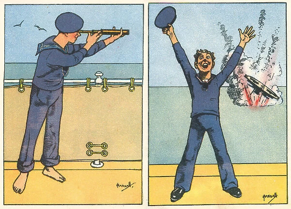 WW2 Yeoman Signaller And Celebrating Sailor