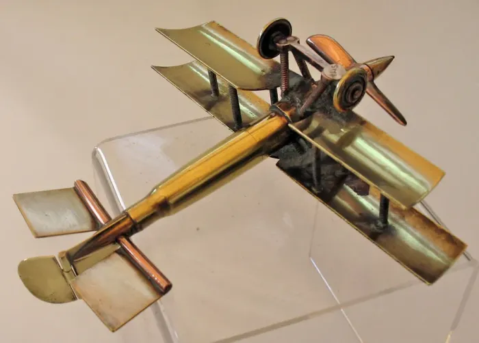 Framed Print : WWI biplane bullet fuselage with copper propeller Framed Print : WWI biplane bullet fuselage with copper propeller