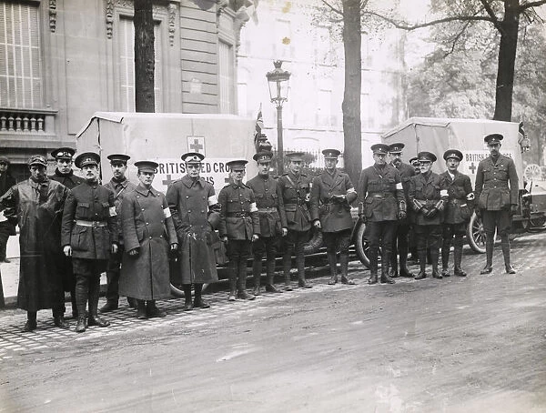 WWI: British Red Cross ambulance drivers, Paris, France