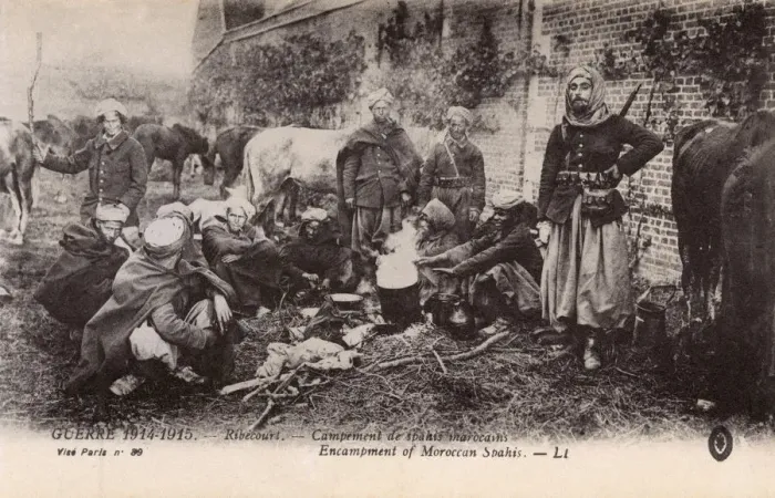 Framed Print : WWI - Camp of Moroccan Spahis (Colonial Cavalry Unit) Framed Print : WWI - Camp of Moroccan Spahis (Colonial Cavalry Unit)