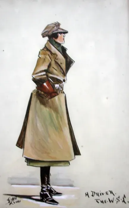 Framed Print : WWI caricature of a lady driver of the War Services Legion Framed Print : WWI caricature of a lady driver of the War Services Legion