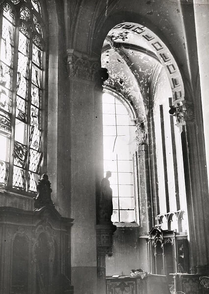 WWI: damage, cathedral Mechelen, Malines, Belgium