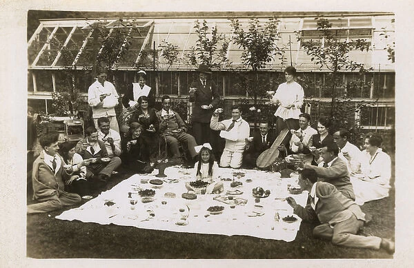 WWI - Girl gives a party to wounded soldiers
