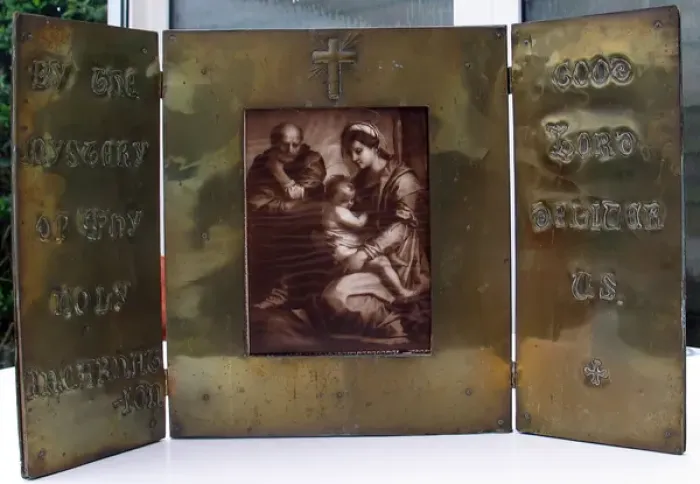 Framed Print : WWI hand-crafted and embossed triptych Framed Print : WWI hand-crafted and embossed triptych