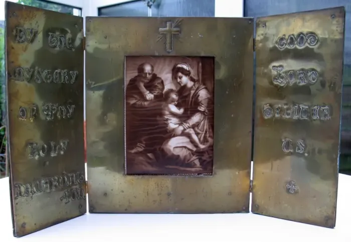 Framed Print : WWI hand-crafted and embossed triptych Framed Print : WWI hand-crafted and embossed triptych