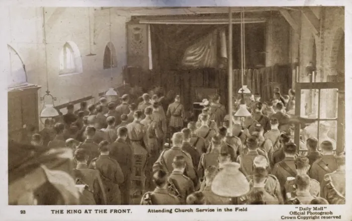 Framed Print : WWI - King George attending Church Service at the front Framed Print : WWI - King George attending Church Service at the front