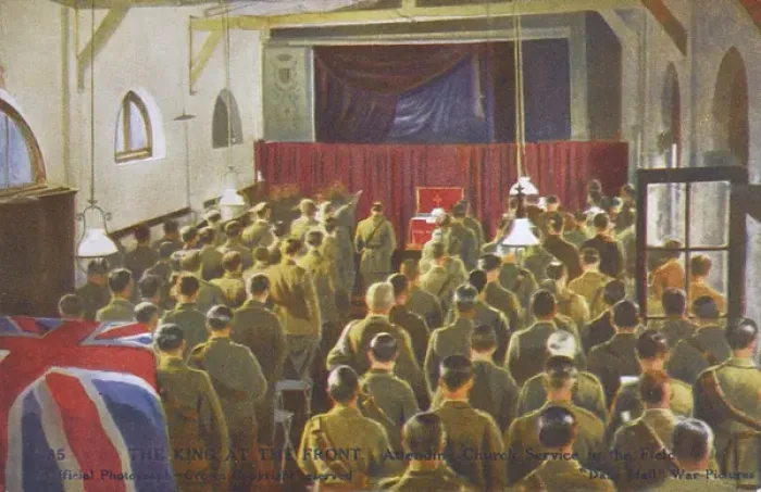 Framed Print : WWI - King George attending Church Service at the front Framed Print : WWI - King George attending Church Service at the front