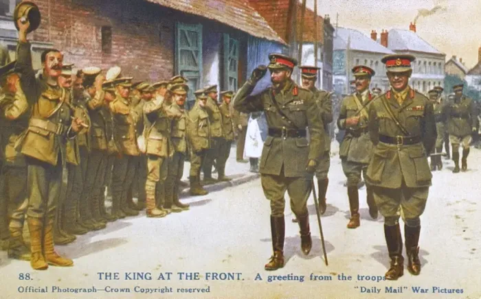 Framed Print : WWI - King George receives a greeting from the troops Framed Print : WWI - King George receives a greeting from the troops
