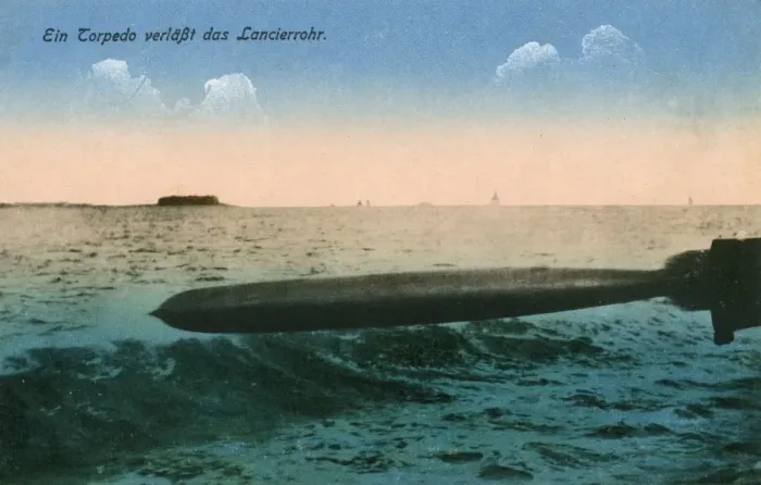 Framed Print : WWI - Launch of a German Torpedo Framed Print : WWI - Launch of a German Torpedo